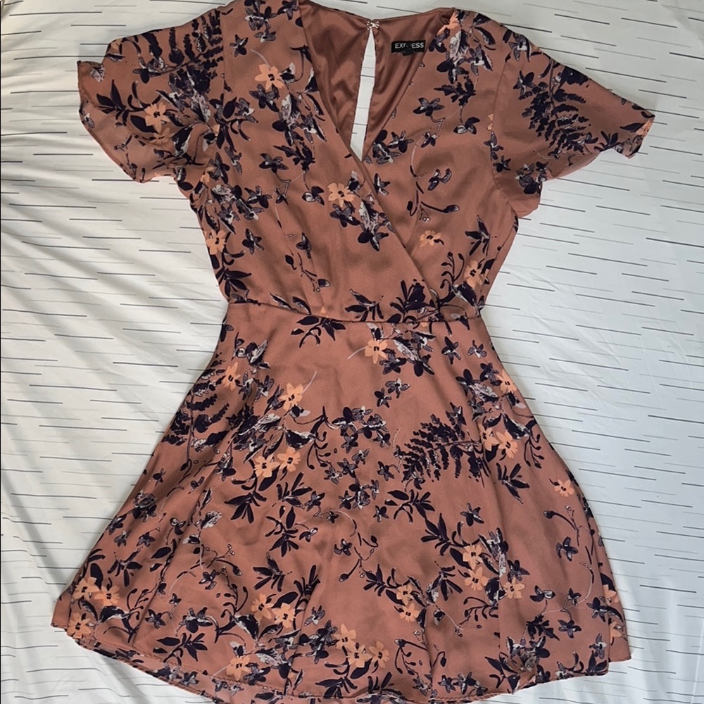 Express Floral Print Dress - Pink and Black